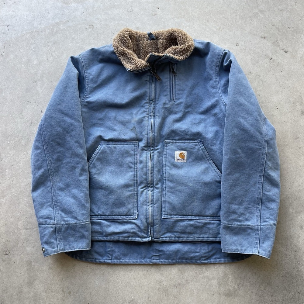 Vintage Carhartt J22 Sherpa Detroit Chore Workwear Jacket Size M Baby Blue Rare